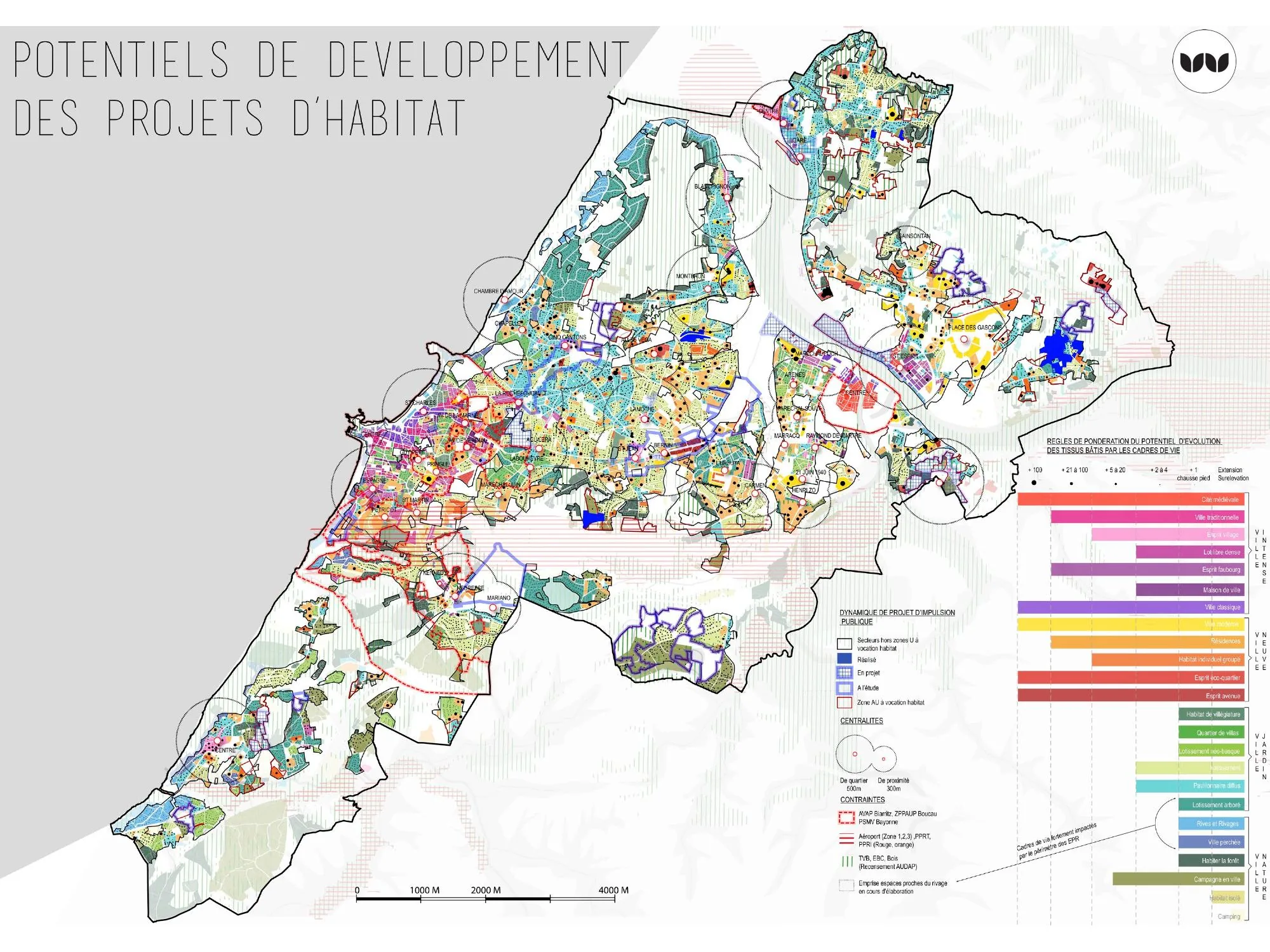Carte de synthèse des potentiels de développement des projets d'habitat