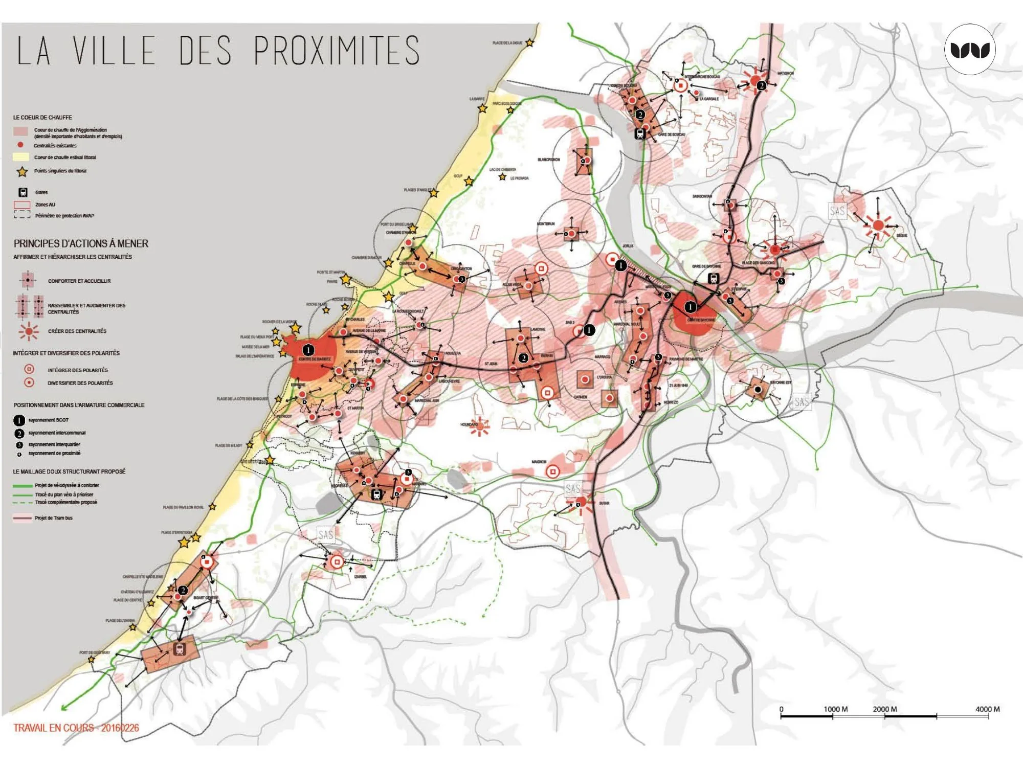 Carte de la « ville des proximités » et de son maillage de centralités