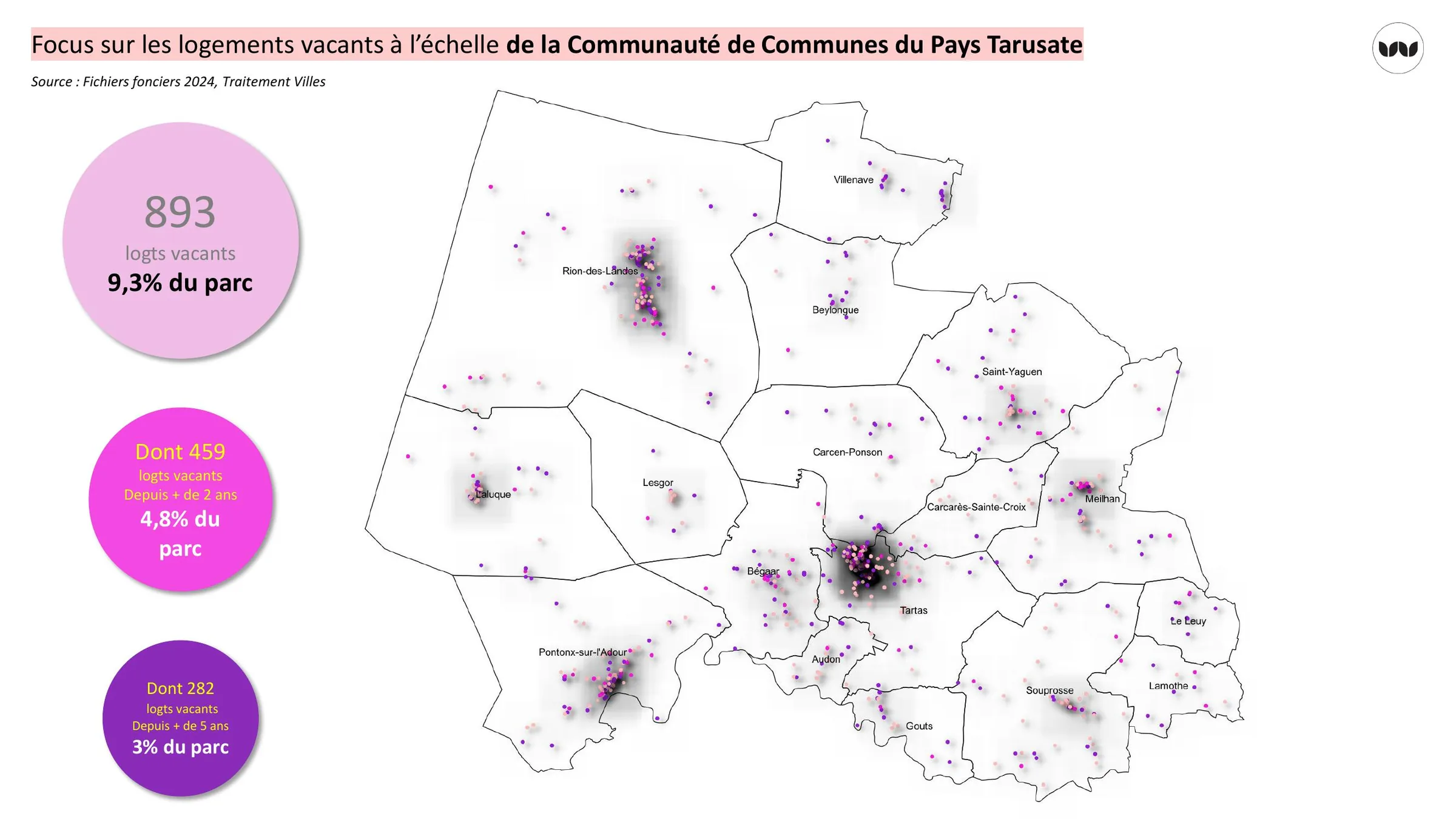 Localisation et ancienneté des logements vacants par commune