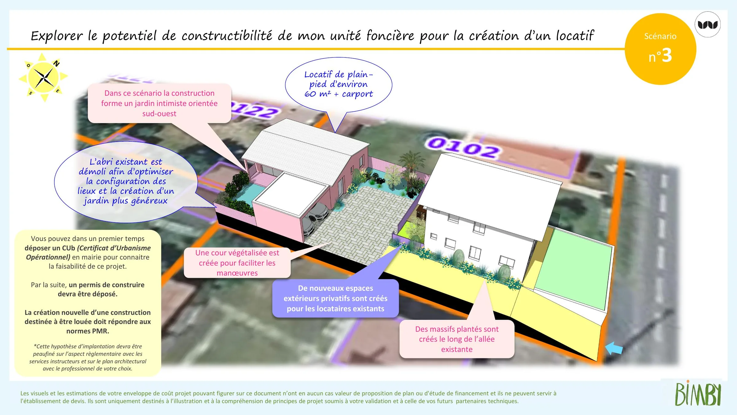 Scénario de création d'un locatif par optimisation d'une unité foncière