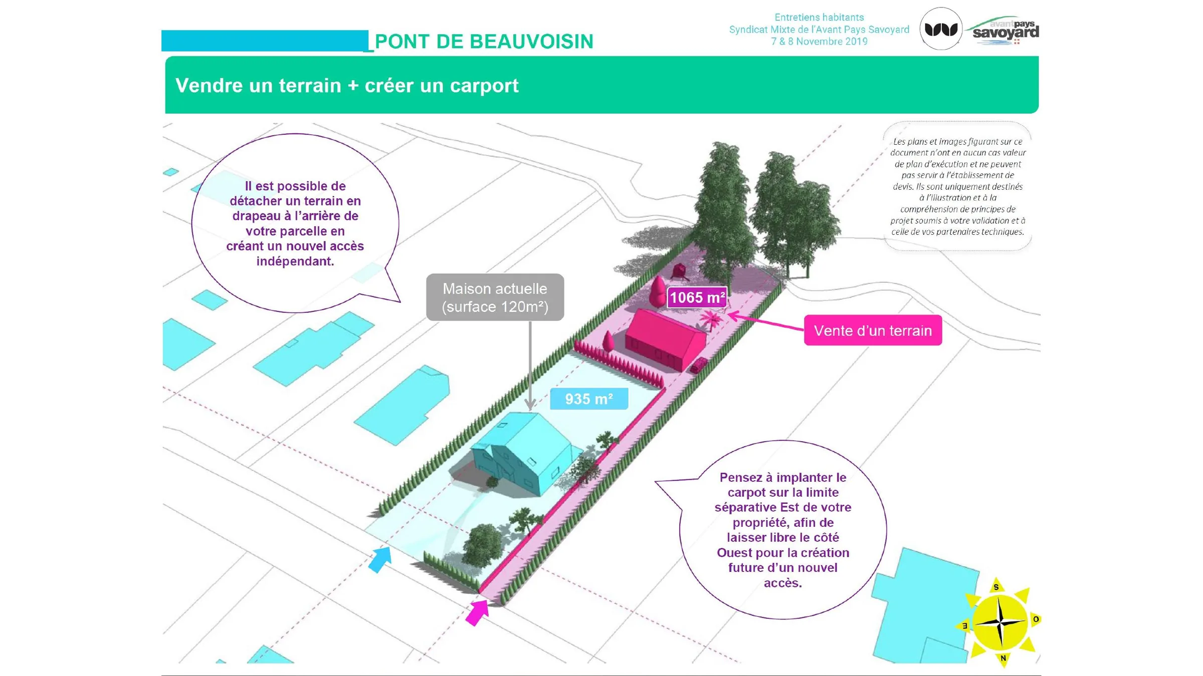 Exemple de division parcellaire et création d'un carport, Pont de Beauvoisin