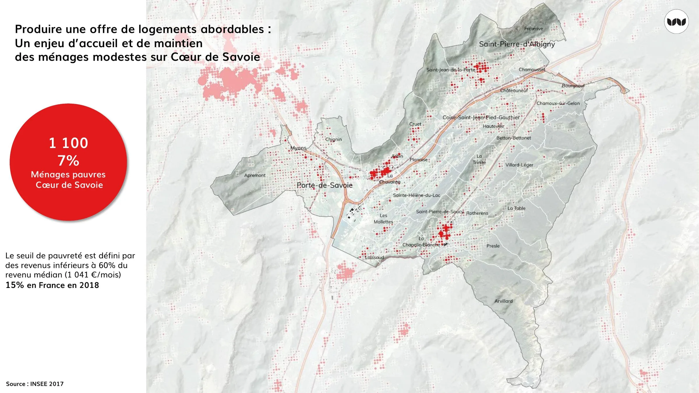 Localisation des ménages pauvres sur le territoire de Cœur de Savoie