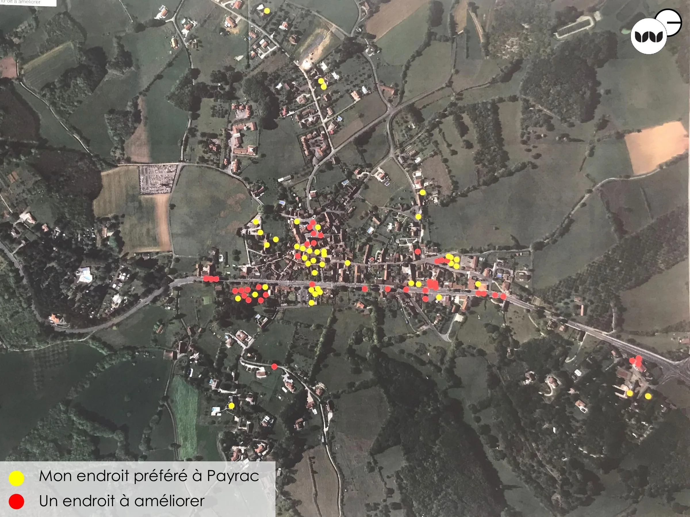 Lieux préférés et points à améliorer pointés par les habitants de Payrac