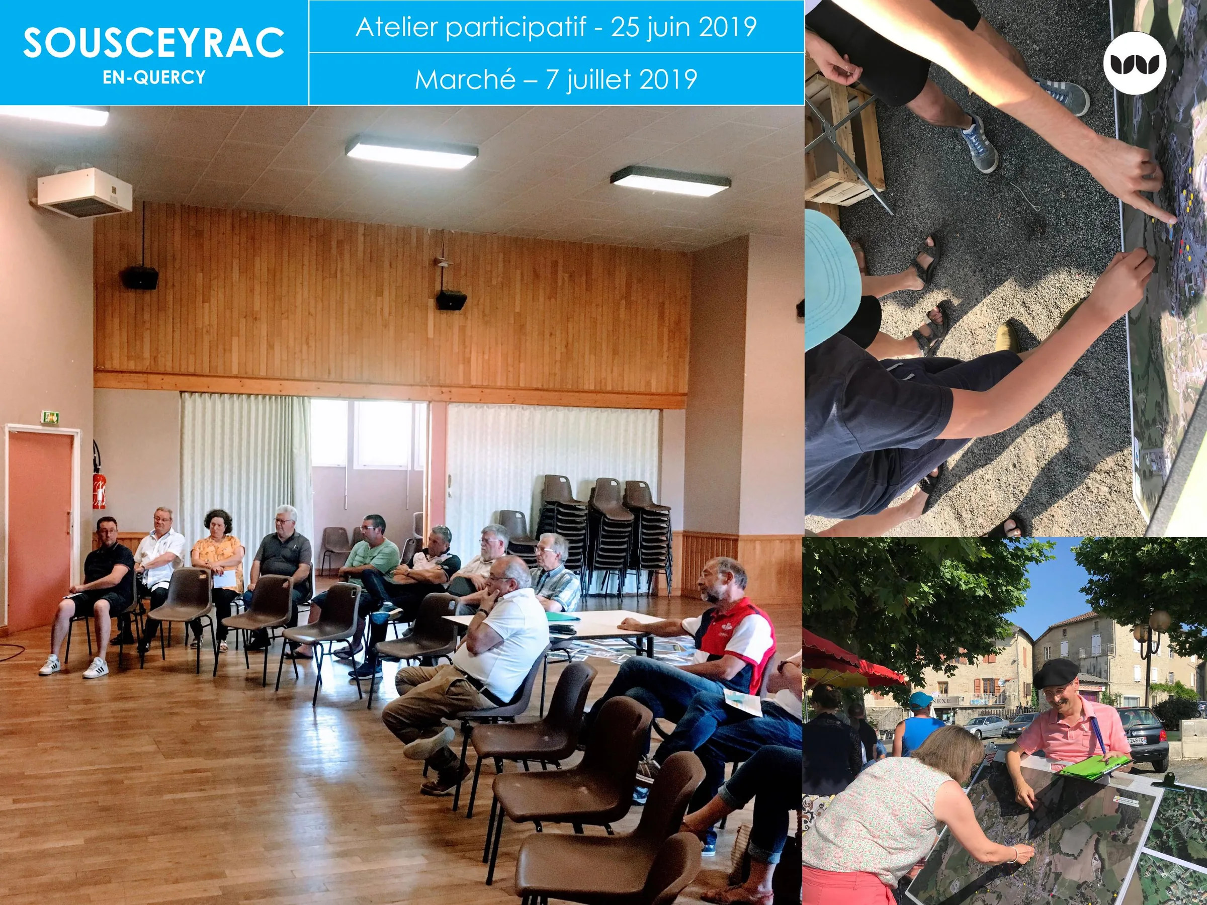 Atelier participatif et marché à Sousceyrac-en-Quercy, juin-juillet 2019