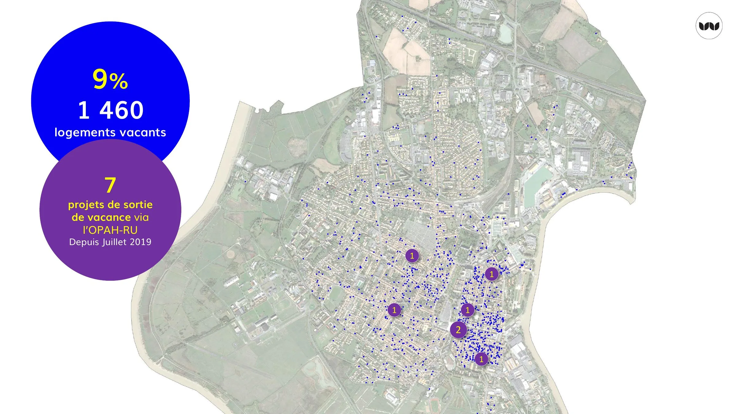 Localisation des logements vacants et des projets de sortie de vacance via l'OPAH-RU