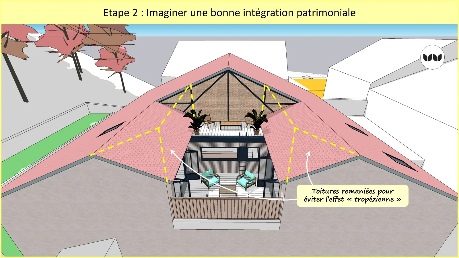 Opération BUNTI du SCoT des Vosges Centrales (88) – modélisation d’options pour le dialogue avec les services de l’architecture et du patrimoine en préalable à la transformation d’un local industriel en logement dans un secteur protégé au titre de sa proximité avec un monument historique 2/4