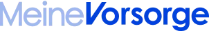 Logo mit dem Text 'Meine Vorsorge' in blauer und grauer Schrift.