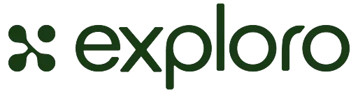 Exploro Firmenlogo mit stilisiertem Symbol links vom Schriftzug.