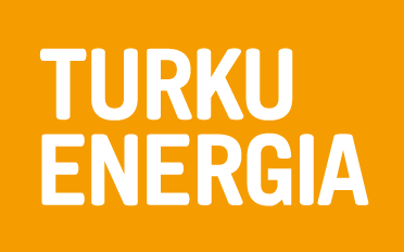 White text logo reading TURKU ENERGIA on a black background.