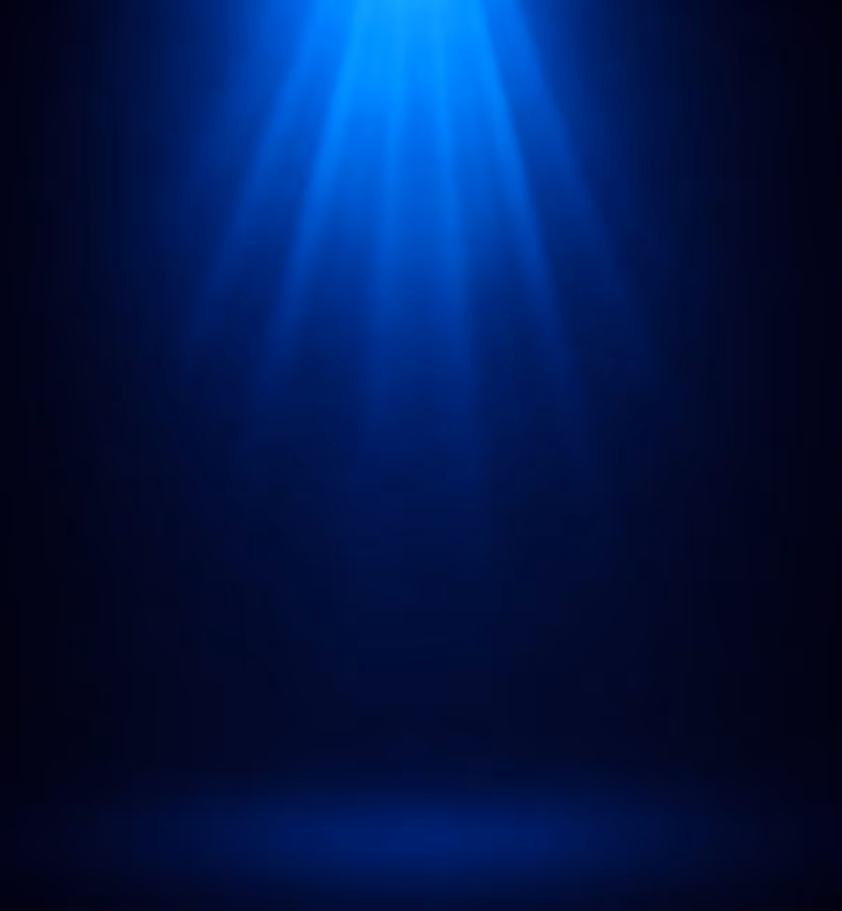 Blue spotlight beams shining down on a dark empty stage or background.