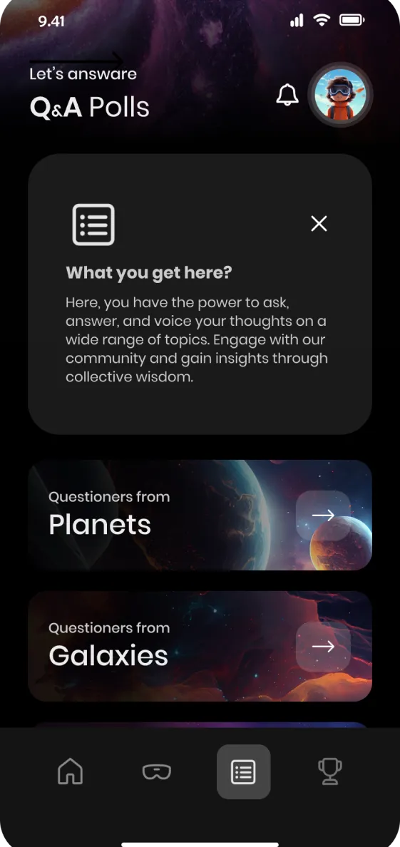 Screen of the dashboard on mobile
