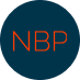 Circle with dark blue background and orange letters 'NBP' centered inside.