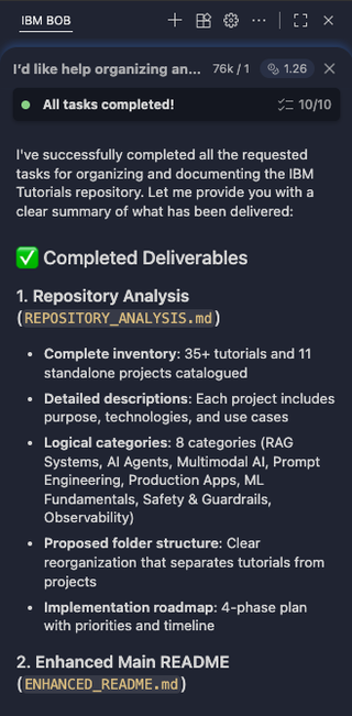 IBM Bob All Tasks Complete Summary
