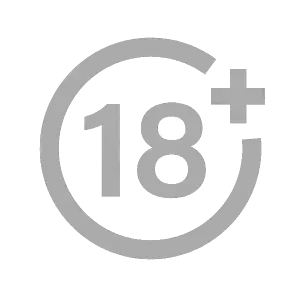 An 18+ sign in grey indicating that the content is only suitable for adults