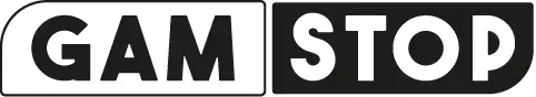 GamStop logo with the word GAM in black text on a white background and STOP in white text on a black background.
