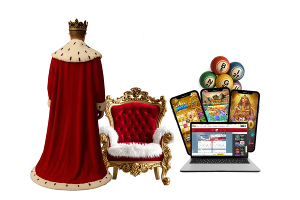 The mysterious Bingo King awaits by his throne.