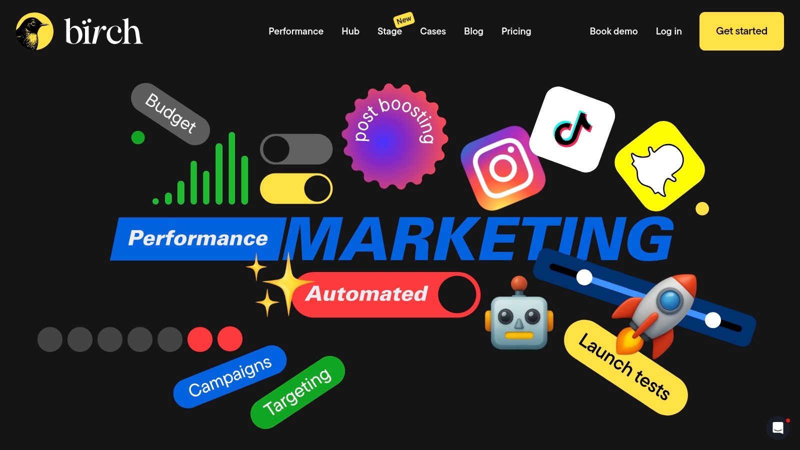 An ad automation rules dashboard from Birch showing different custom rules for ad sets.
