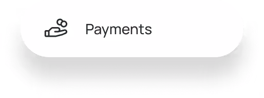 Icon of a hand holding coins next to the word Payments.