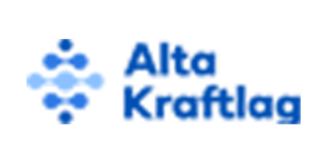 AltaKraft logo with stylized connected hexagonal shapes to the left of the company name in blue text. Example of incorrect usage of logo.