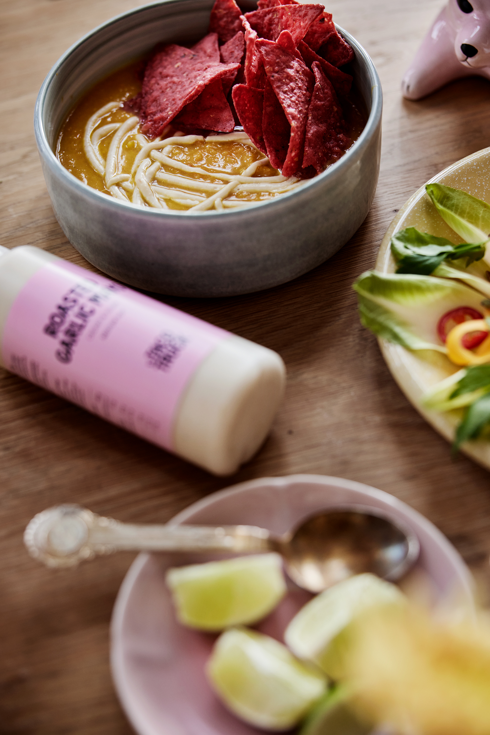 EL TACO TRUCK NIKOLA'S | Pumkin soup with Roasted Garlic Mayo and White Corn Chips