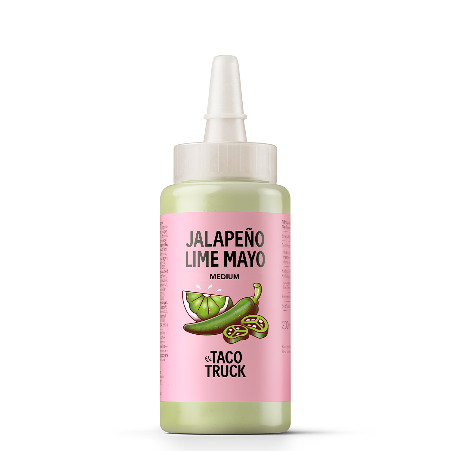 Produktbild av El Taco Trucks veganska jalapeño lime mayo. 