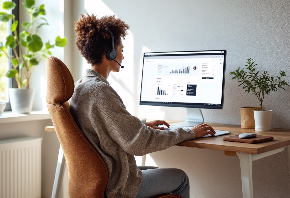 image of an individual providing support assistance for a productivity tools business