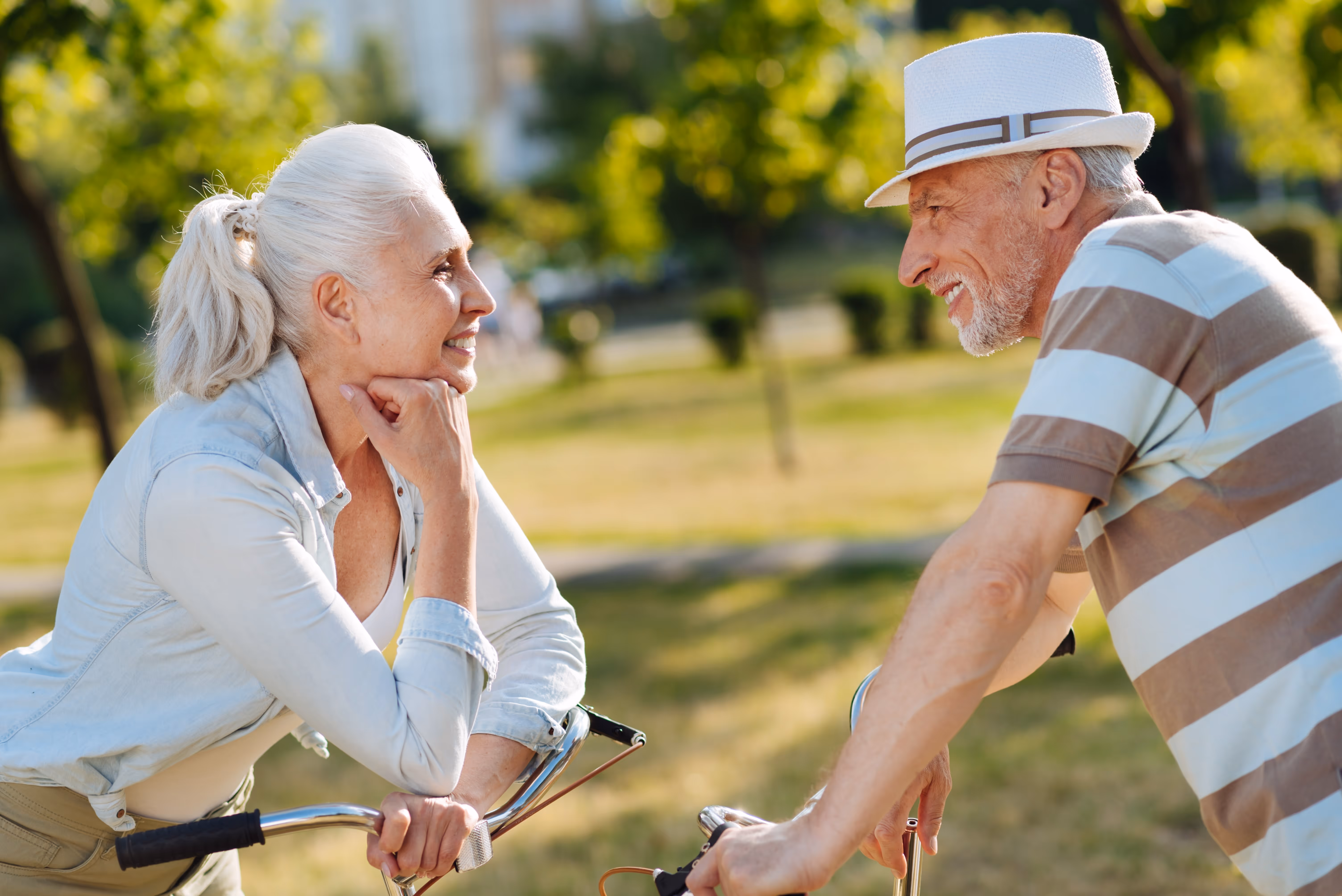 Man and woman looking at each other stock image