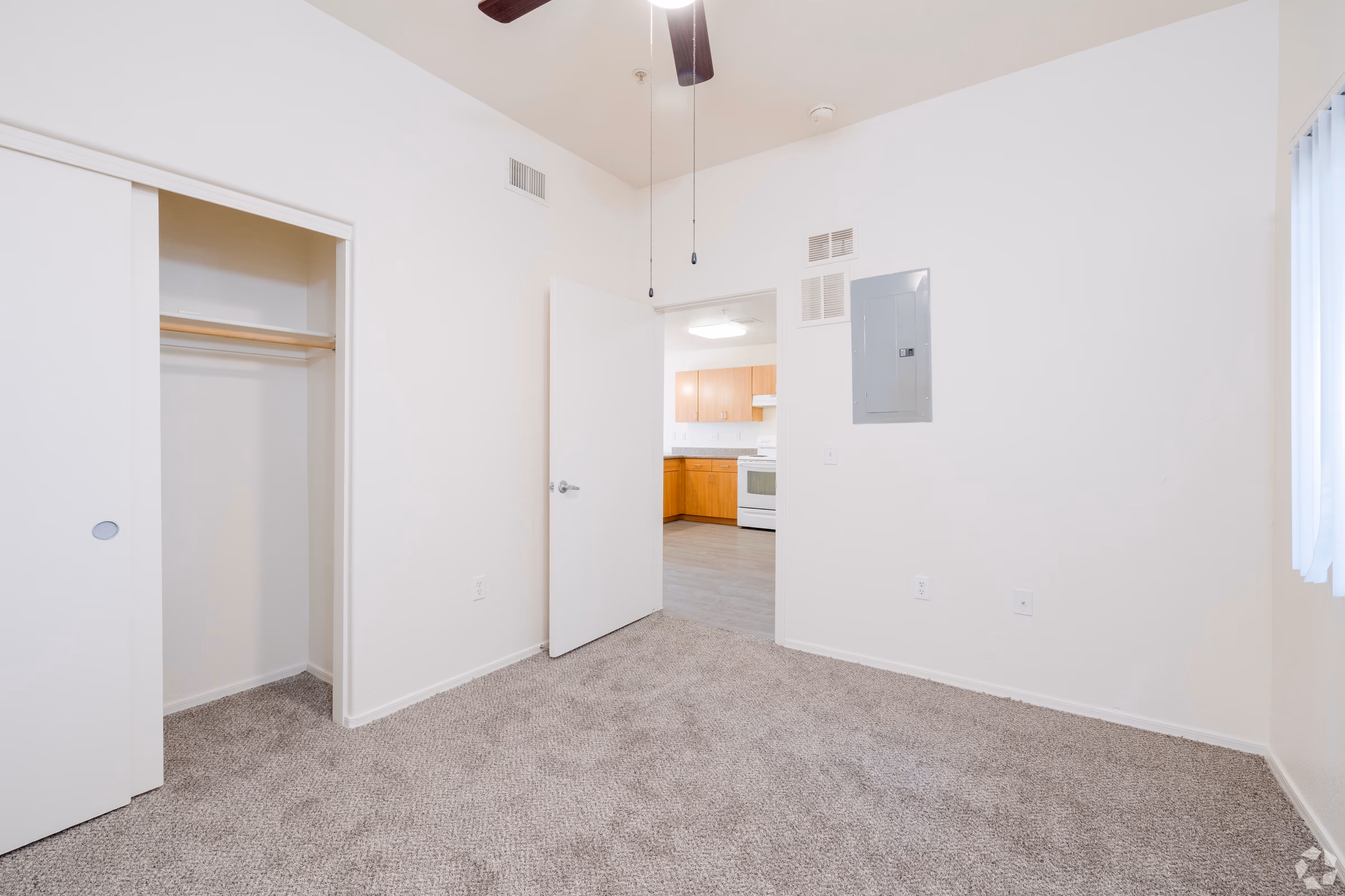 Empty bedroom with closet 