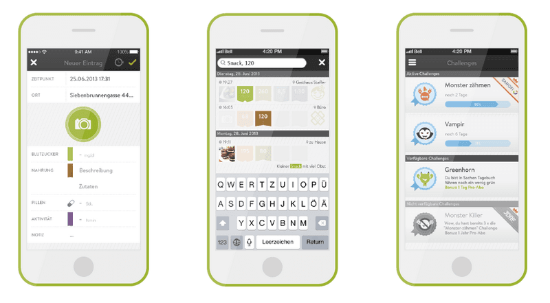 MySugr mHealth app showing a gamified challenge