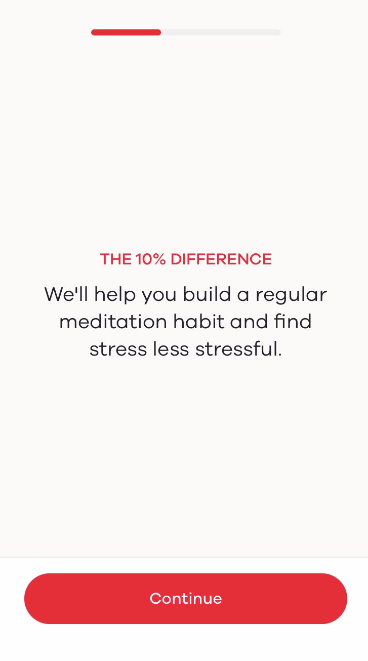 Personalization screen in Ten Percent Happier's onboarding