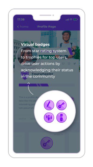 Virtual badges are an achievement based reward in gamification for apps