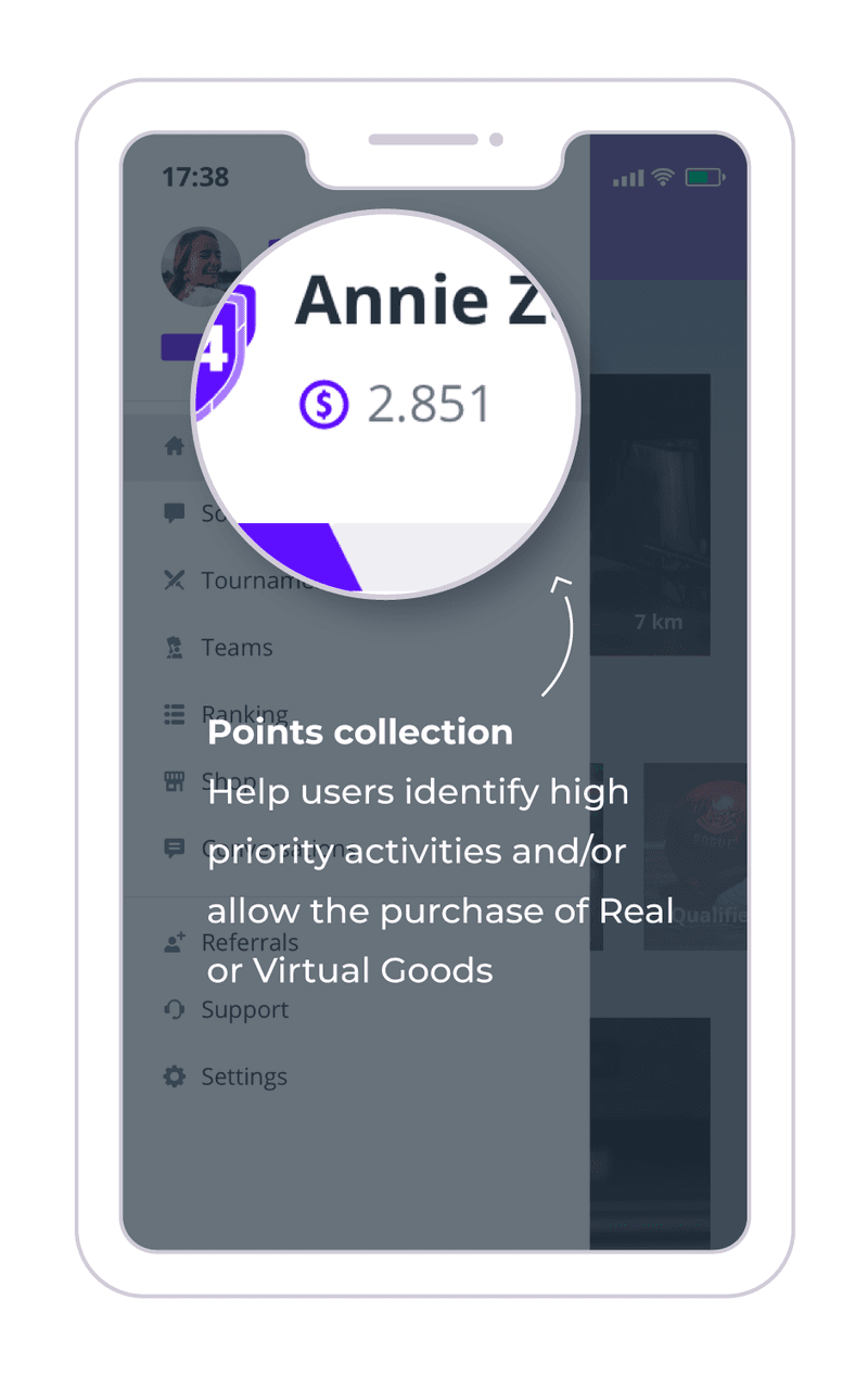Example of a points collection system in an app.