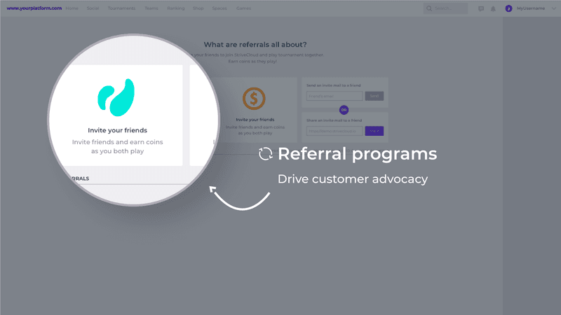 A user interface for an app's referral program.