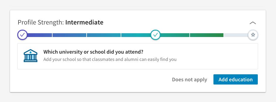 progress tracking bar on linkedin