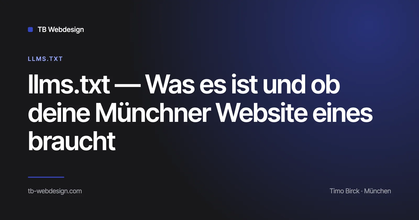 Titelbild: llms.txt — was es ist und wer eines braucht — TB Webdesign