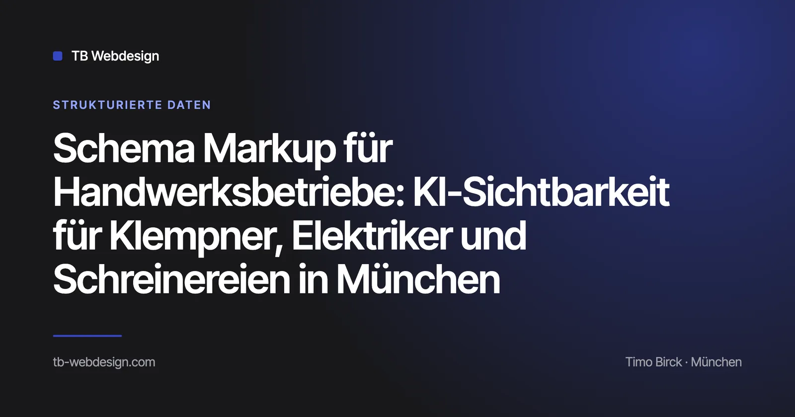 Titelbild: Schema Markup für Handwerksbetriebe — TB Webdesign