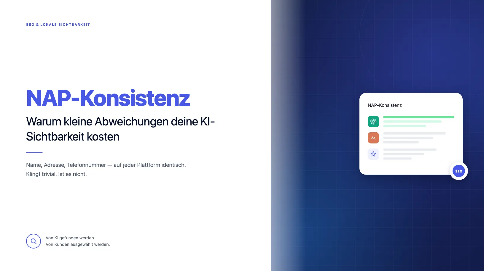 Titelbild: NAP-Konsistenz und KI-Sichtbarkeit — TB Webdesign