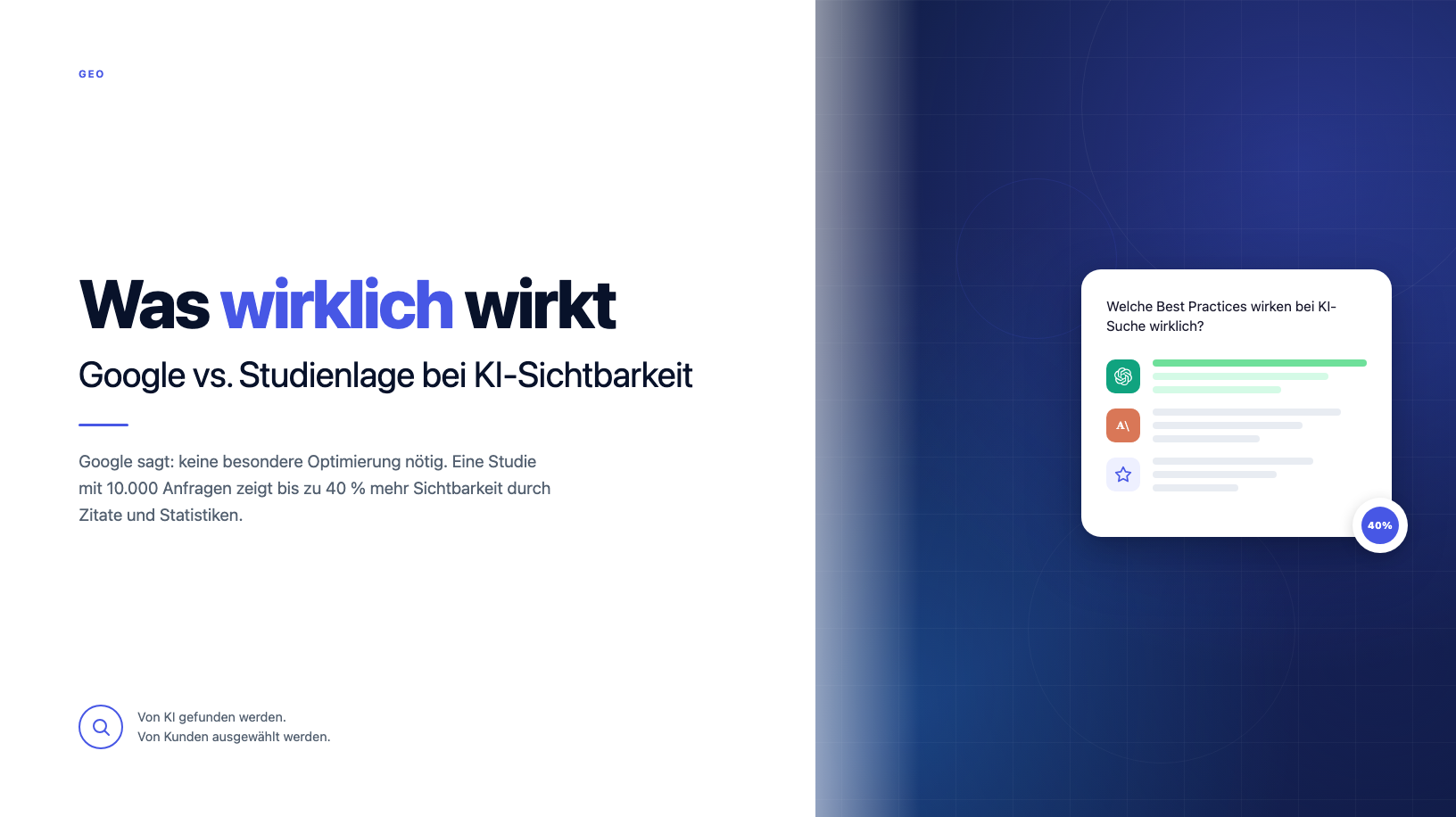 Titelbild: GEO Best Practices 2026 — Google vs. Studienlage — TB Webdesign