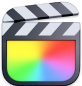 Icon of a clapperboard with a colorful gradient screen representing video editing software.