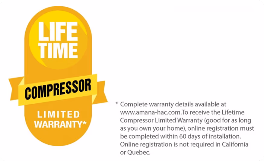 Lifetime Compressor Limited Warranty badge 