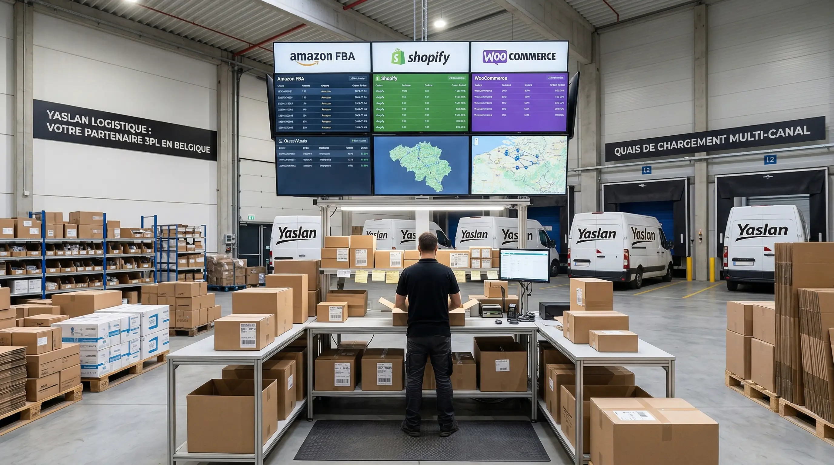 Logistique multi-canal en Belgique : gérer Amazon, Shopify et WooCommerce depuis un seul entrepôt 3PL