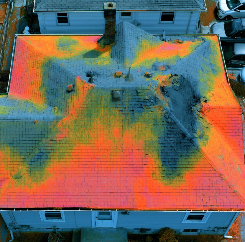 roof drone thermal imagery on roof damage in Southeast Indiana