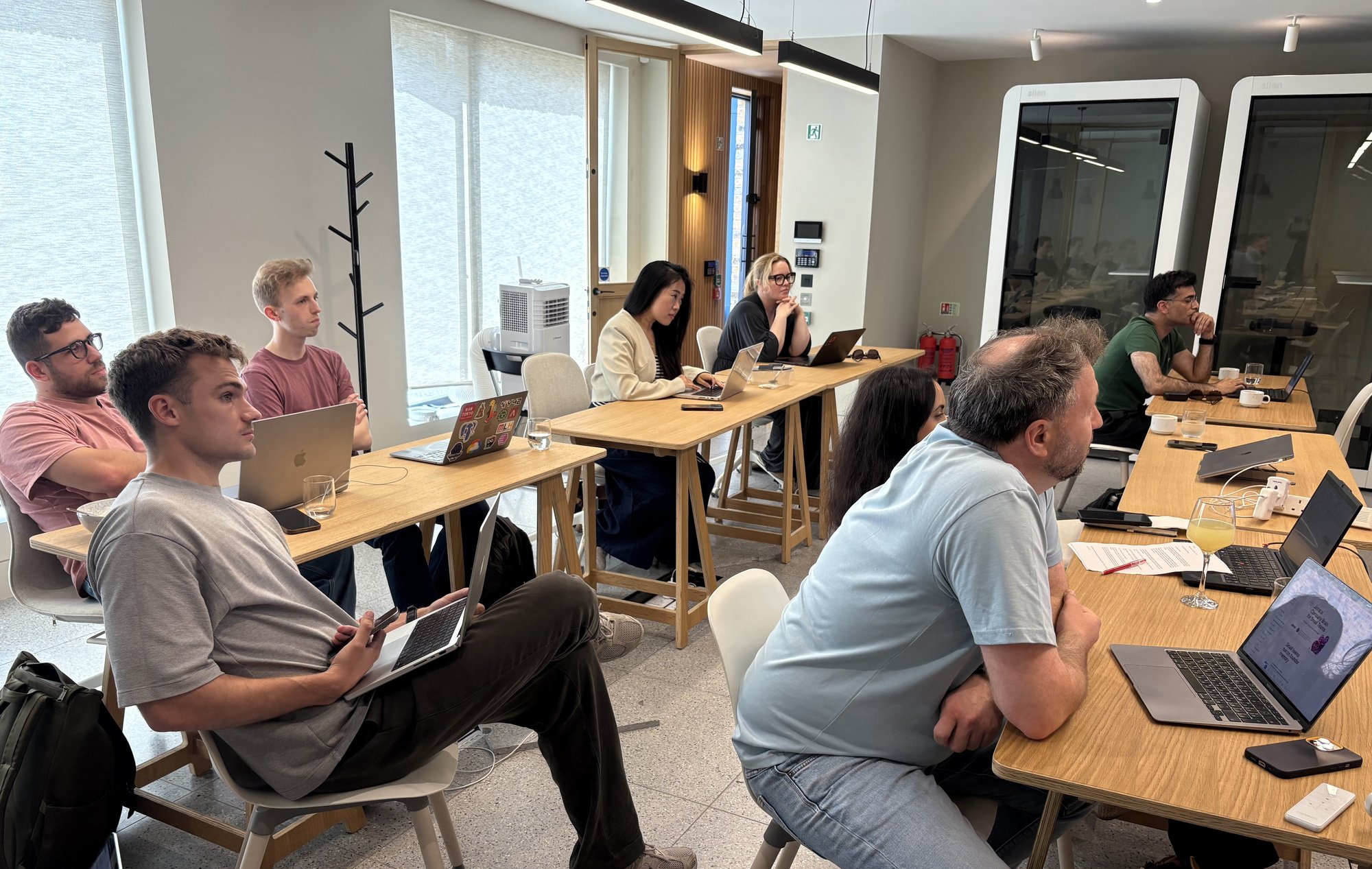 Founders listening to a session in the Brighteye studio in Notting Hill