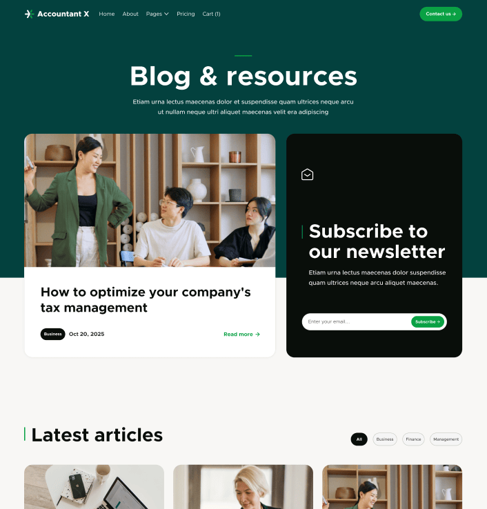 Accountant X - Blog V1 Main Page - Accountant Webflow Template