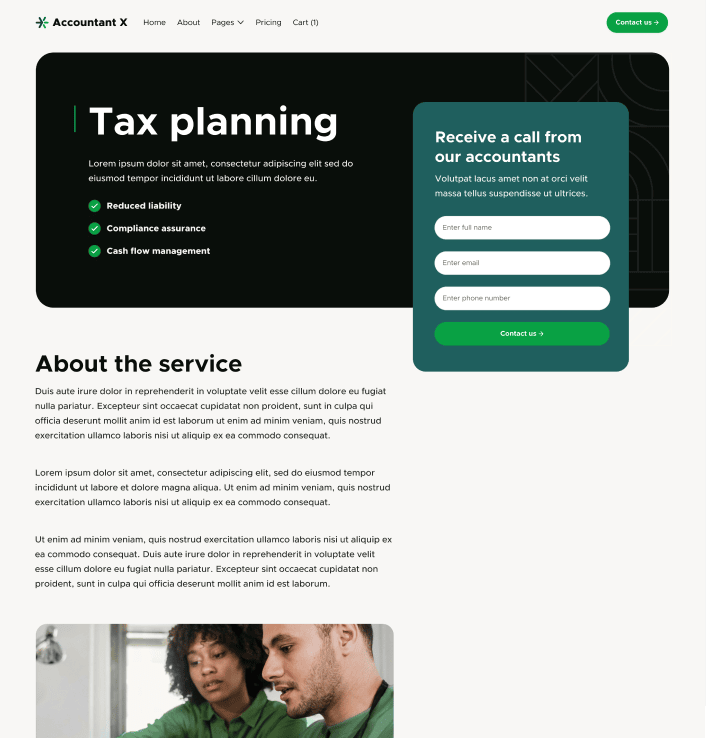 Accountant X - Service Single Main Page - Accountant Webflow Template