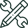 Icon of a pencil crossed with a wrench, symbolizing editing or tool customization.