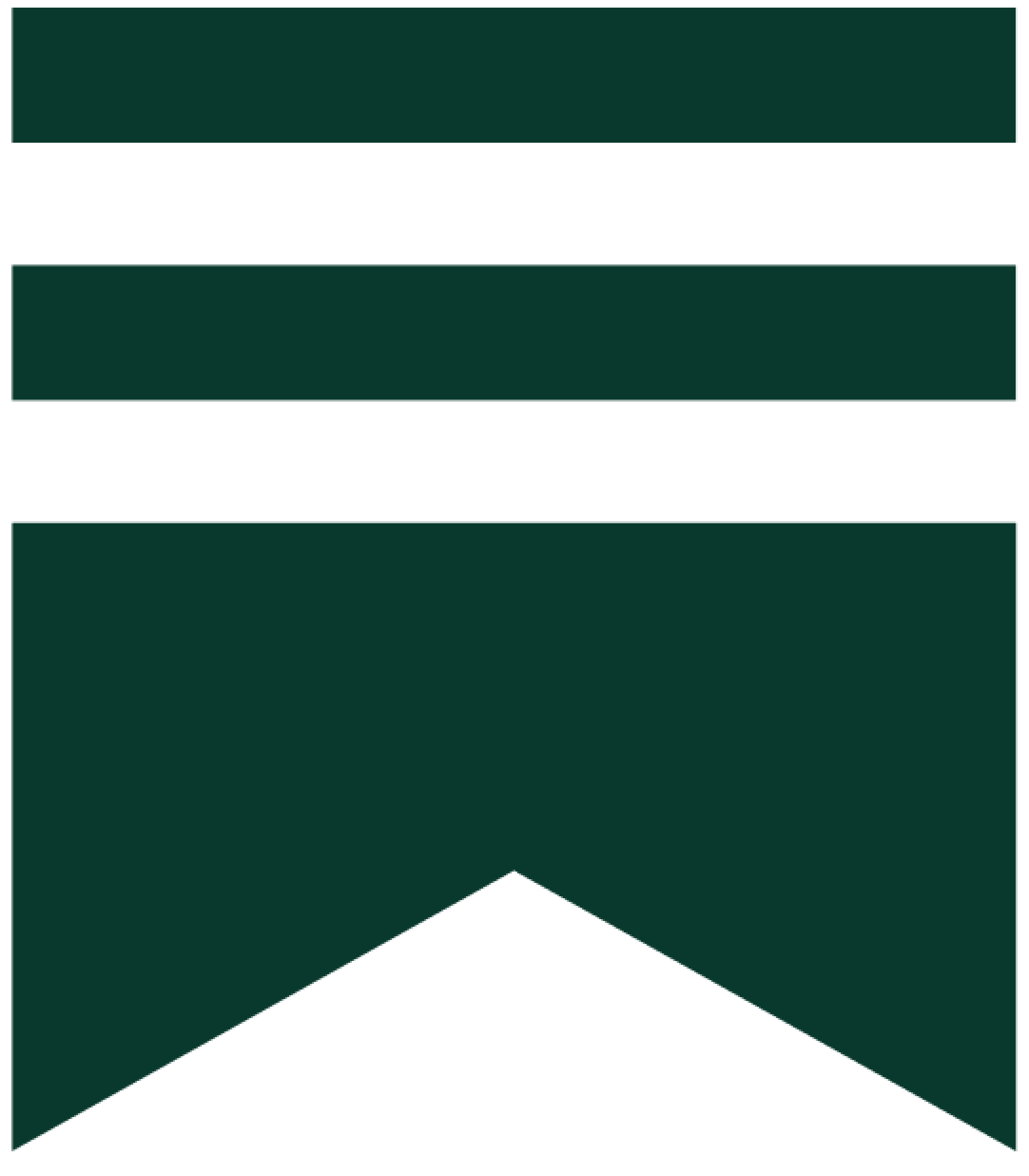 Dark green bookmark icon with a triangular notch cut out at the bottom center on a white background.