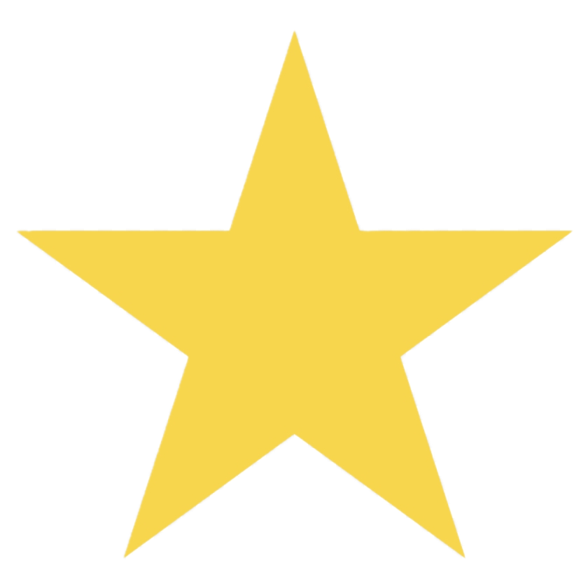 Żółta pięcioramienna gwiazda na przezroczystym tle.