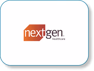 NextGen Healthcare logo with stylized orange and maroon text.