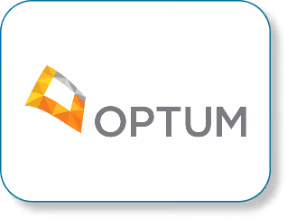 Optum logo with an abstract orange and gray geometric shape.